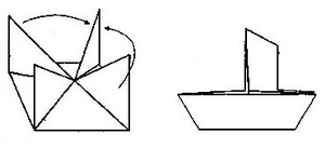 схема оригами лодка